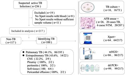 ddPCR provides a sensitive test compared with GeneXpert MTB/RIF and mNGS for suspected Mycobacterium tuberculosis infection